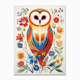 Scandinavian Bird Illustration Barn Owl 3 Canvas Print