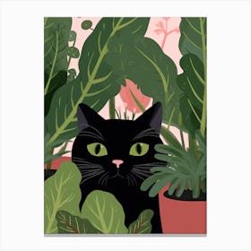 Black Cat And House Plants 7 Canvas Print