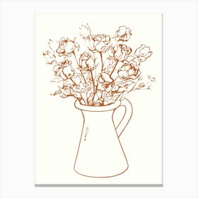 Roses In A Vase hand drawing illustration Canvas Print