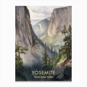 Yosemite National Park Watercolors Vintage Travel Poster 2 Canvas Print