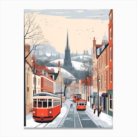 Vintage Winter Travel Illustration Edinburgh Scotland 2 Canvas Print