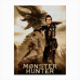 Monster Hunter In A Pixel Dots Art Style Canvas Print
