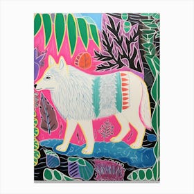 Maximalist Animal Painting Arctic Wolf 2 Canvas Print