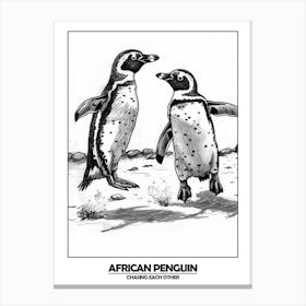 Penguins Chasing Eachother 1 Canvas Print
