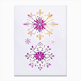 Snowflakes In The Snow,  Snowflakes Minimal Line Drawing 2 Canvas Print