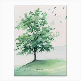 Linden Tree Atmospheric Watercolour Painting 7 Canvas Print