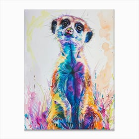 Meerkat Colourful Watercolour 3 Canvas Print