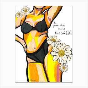 Be Your Own Kind Of Beautiful Yellow Floral Nude Canvas Print