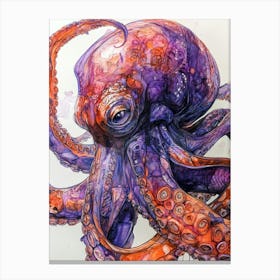 Purple Octopus ocean life Stampe su tela