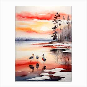 Birds On The Lake . 1 Canvas Print