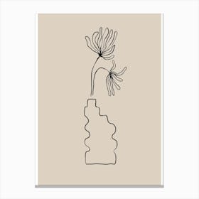 Vase Of Flowers Line Drawing Canvas Print