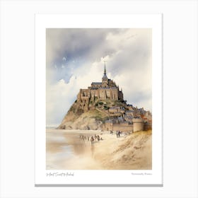 Mont Saint Michel 4 Watercolour Travel Poster Canvas Print