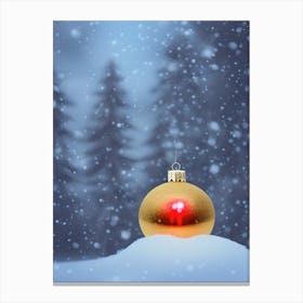 Christmas Ball In The Snow Canvas Print