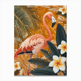 Greater Flamingo And Frangipani Boho Print 3 Canvas Print