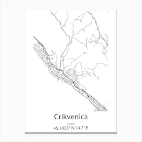 Crikvenica,Croatia Minimalist Map Canvas Print