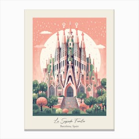La Sagrada Familia   Barcelona, Spain   Cute Botanical Illustration Travel 2 Poster Canvas Print