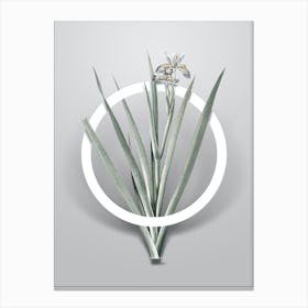 Vintage Stinking Iris Minimalist Flower Geometric Circle on Soft Gray n.0439 Canvas Print