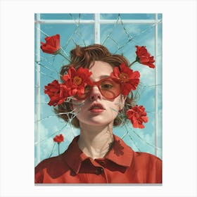 Girl With Flowers On Her Head 4 Canvas Print