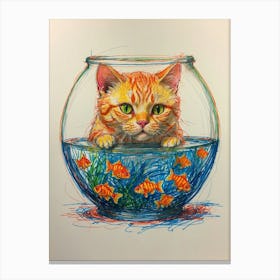 Cat In Fish Bowl Canvas Print