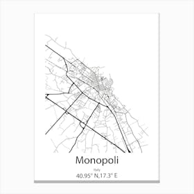 Monopoli,Italy Minimalist Map Canvas Print