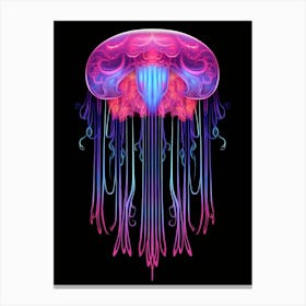 Mauve Stinger Jellyfish Neon Illustration 7 Canvas Print