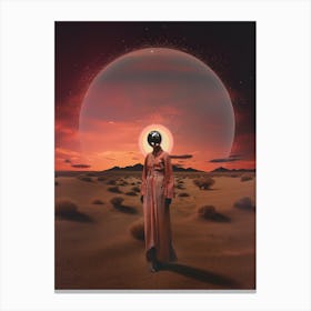 Woman roaming a cosmic desert 5 Canvas Print