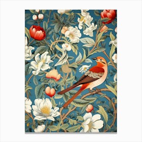 Floral Pattern With Birds And Flowers 1 Canvas Print