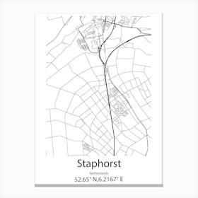 Staphorst,Netherlands Minimalist Map Canvas Print