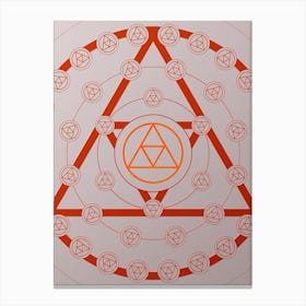 Geometric Abstract Glyph Circle Array in Tomato Red n.0237 Canvas Print
