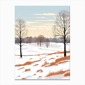 Retro Winter Illustration Richmond England 5 Canvas Print