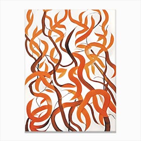 Orange Twigs Abstract Painting Canvas Print