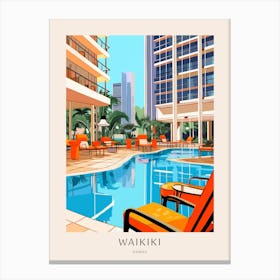 Waikiki, Hawaii 3 Midcentury Modern Pool Poster Canvas Print
