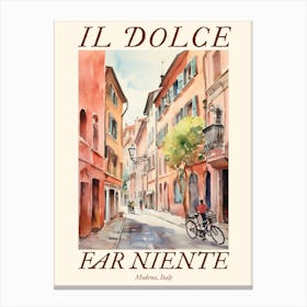 Il Dolce Far Niente Modena, Italy Watercolour Streets 4 Poster Canvas Print