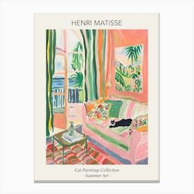 Henri Matisse Cat Sofa Painting Tropical Pink Room Canvas Print