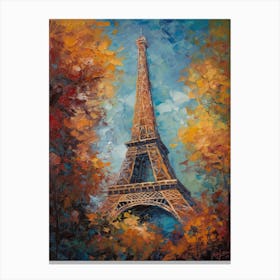 Eiffel Tower Paris France Vincent Van Gogh Style 20 Canvas Print