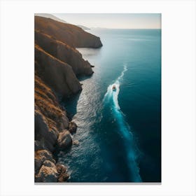 Aerial View Of A Boat In The Sea Canvas Print