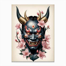 Floral Irezumi The Traditional Japanese Tattoo Hannya Mask (11) Canvas Print