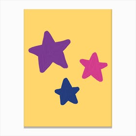Three Stars On A Yellow Background Canvas Print