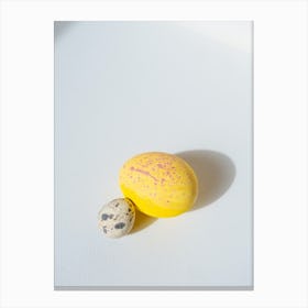 Two Eggs On A White Surface Canvas Print