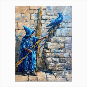 Blue Wizard and Blue Raven Canvas Print