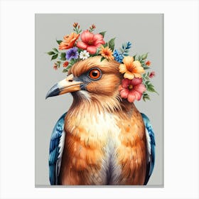 Bird With Flowers On Its Head 1 Canvas Print