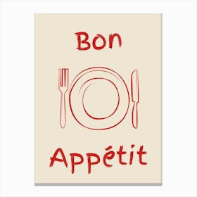 Bon Appetit Red Poster Canvas Print