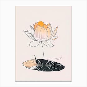 Blooming Lotus Flower In Pond Minimal Line Drawing 4 Canvas Print