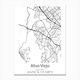 Aliso Viejo,United States Minimalist Map Canvas Print