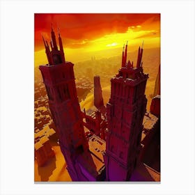 Sunset Over A City Canvas Print