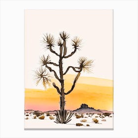Joshua Trees At Sunset Minimilist Watercolour  Canvas Print