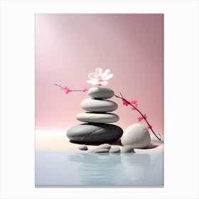 Zen Stones With Flower Canvas Print