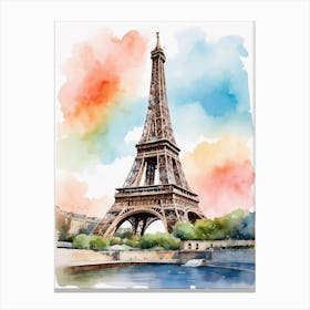 Watercolor Eiffel Tower Paris Canvas Print