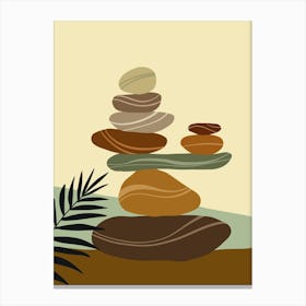 Zen Stones And Palm Tree Canvas Print