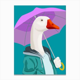 Duck With Umbrella 2 Canvas Print